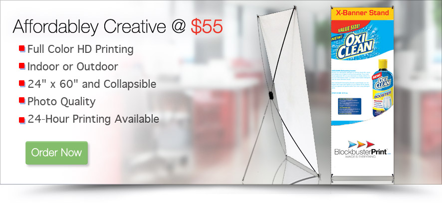 x style collapsible banner and stand